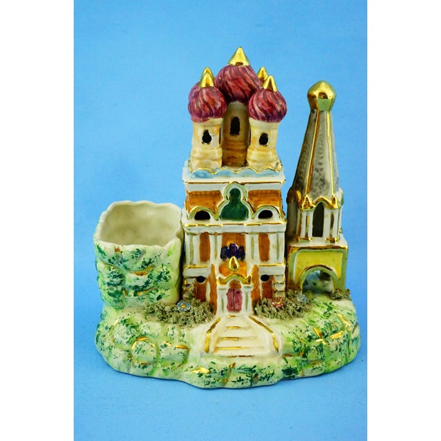 Vintage Ceramic Souvenir Sanremo and Russian Orthodox Church Sculptures, Italy, 1890s, Set of 2 For Sale - Image 3 of 18