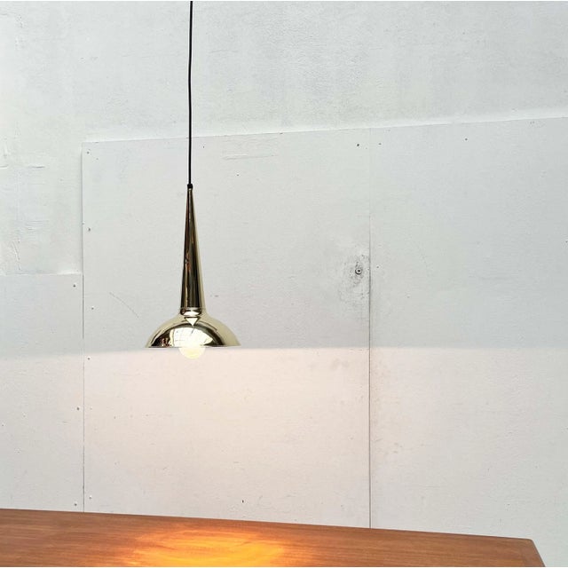 Mid-Century Modern Danish Brass Cone Pendant Lamps, 1950s, Set of 2 For Sale - Image 13 of 18
