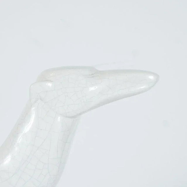 1930s French Art Deco Craqueleur White Ceramic Greyhound Signed by Charles Lemanceau For Sale - Image 5 of 10