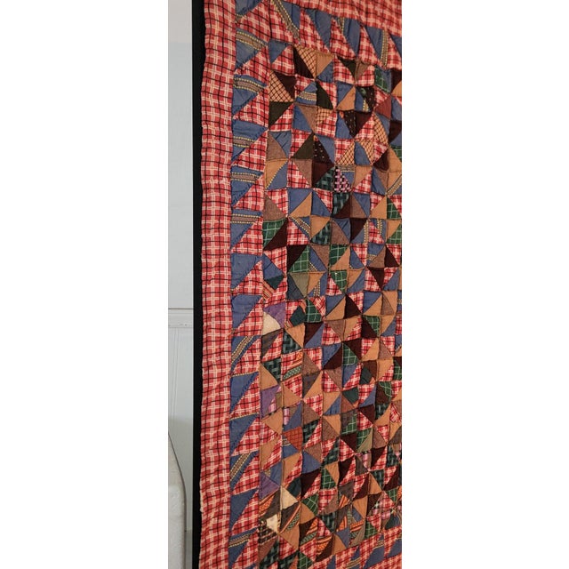19Thc Mini Pieced Broken Dishes Mounted Crib Quilt For Sale In Los Angeles - Image 6 of 7
