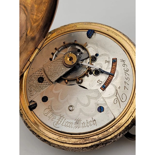 1890s The Plan Gold Plated Swiss Pocket Watch by David Perret W Glass Dome. For Sale - Image 12 of 13