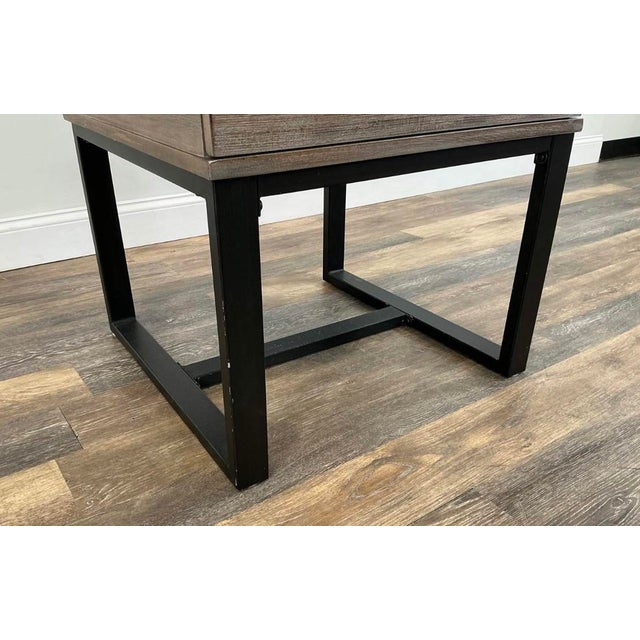 Lane Furniture Lane Furniture Reclaimed Wood and Black Metal End Tables, Pair For Sale - Image 4 of 10