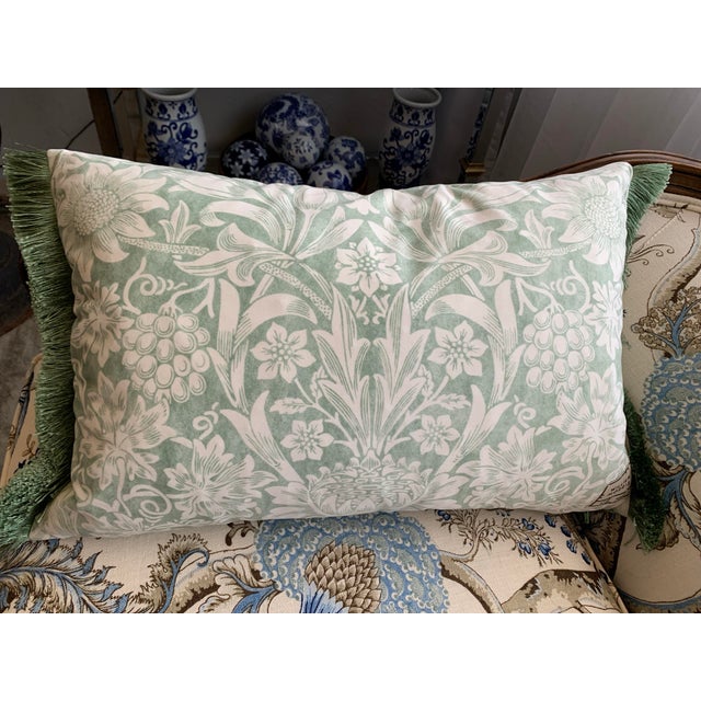 Shabby Chic William Morris at Home Green Sunflower Feather Filled Pillows For Sale - Image 3 of 12