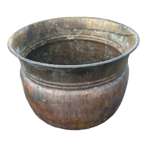 Antique Rustic Brass Planter/Cachepot Natural Patina