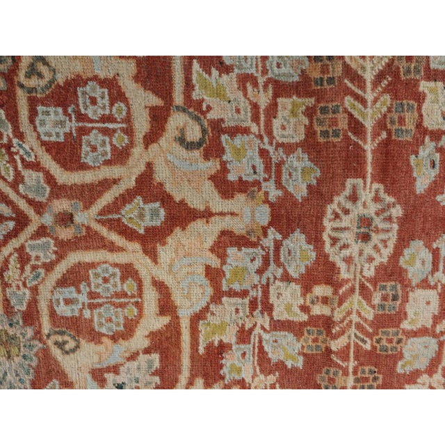 Antique Mahal Rug, Handmade Oriental Rug, Light Green, Rust, All-Over Design For Sale - Image 4 of 11