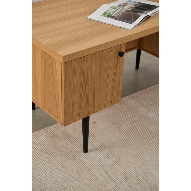 Wood Scandinavian Design Oak Desk For Sale - Image 7 of 9