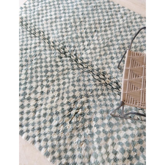 Checkered Sage Green Moroccan Wool Rug - 9.1 X 5.8 Ft For Sale In Cleveland - Image 6 of 10