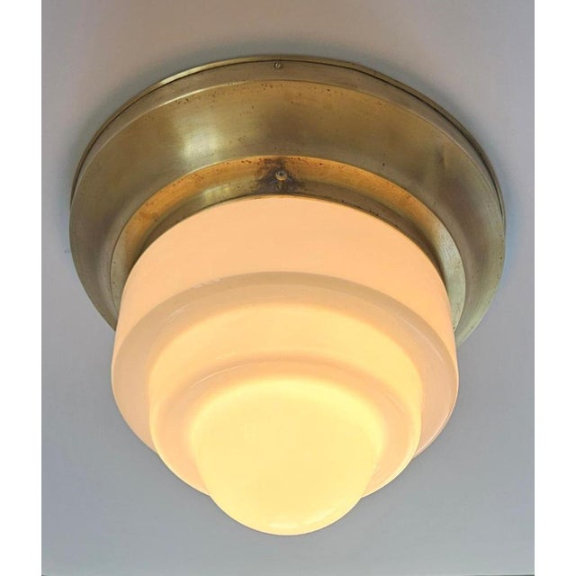 Art Deco Brass and Milk Glass Flush Mount by Franta Anyz, 1930s For Sale - Image 10 of 15