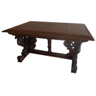 Renaissance Desk with Carved Eagle For Sale