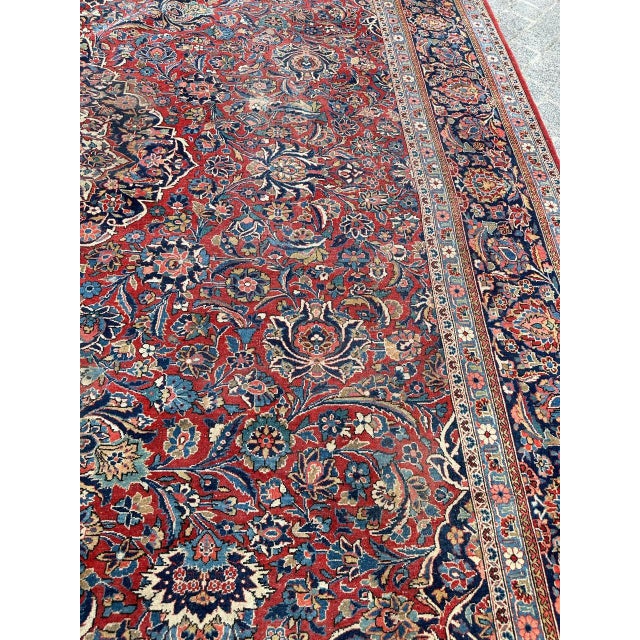 Textile Large Antique Kashan Rug, 1920s For Sale - Image 7 of 18
