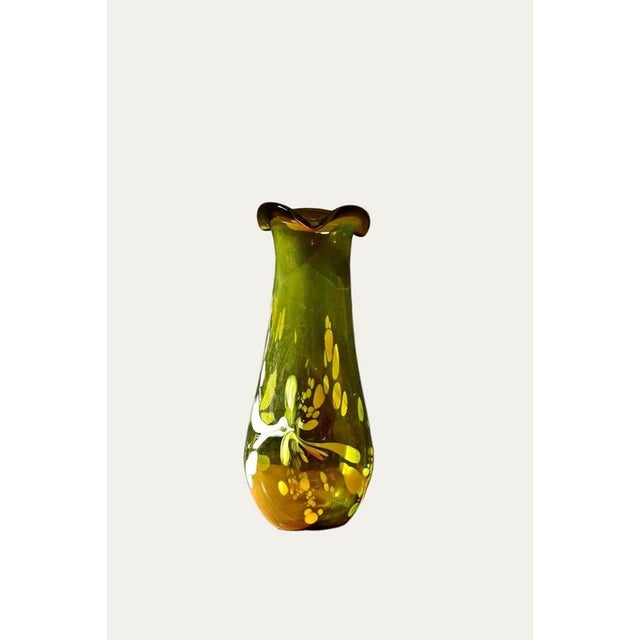 Free-Form Olive Green Art Glass Vase by Gyula Budveszel, Hungary, 1990s For Sale - Image 9 of 9