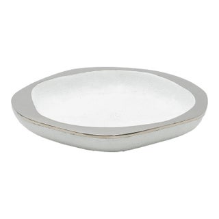 Bowl in White Shagreen With Stainless Steel Details by R&y Augousti For Sale