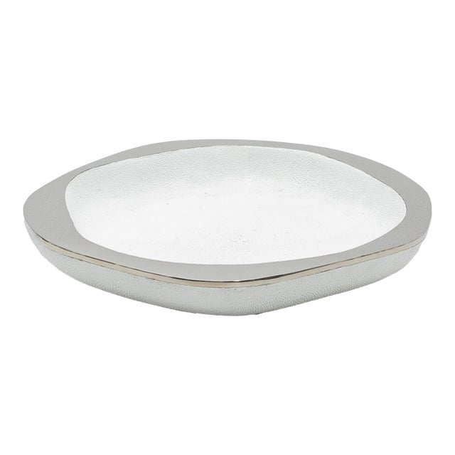 Bowl in White Shagreen With Stainless Steel Details by R&y Augousti For Sale