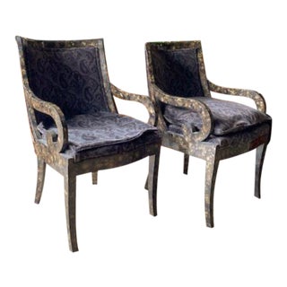 Regency Scroll Arm Chairs With a Marbleized Finish - a Pair For Sale