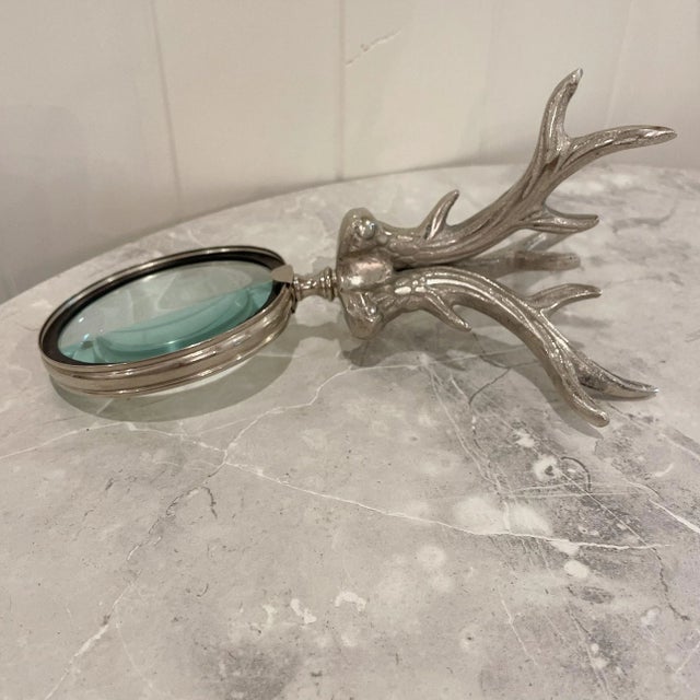 Late 20th Century Magnifying Glass With Tripod Antler Handle For Sale In Nashville - Image 6 of 8