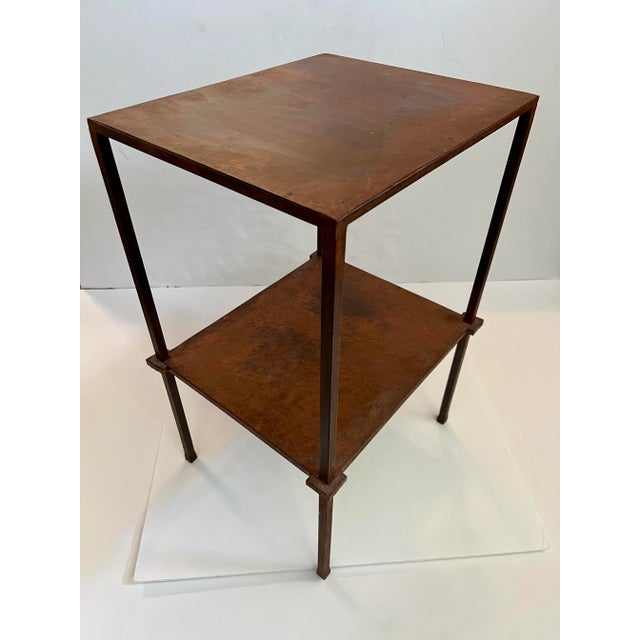 Fantastic Industrial style vintage iron table. The finish on the metal almost looks like burled wood. Interesting corner...