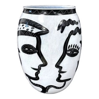 Late 20th Century Ulrica Hydman Vallien for Kosta Boda Caramba Adam & Eve Glass Vase For Sale