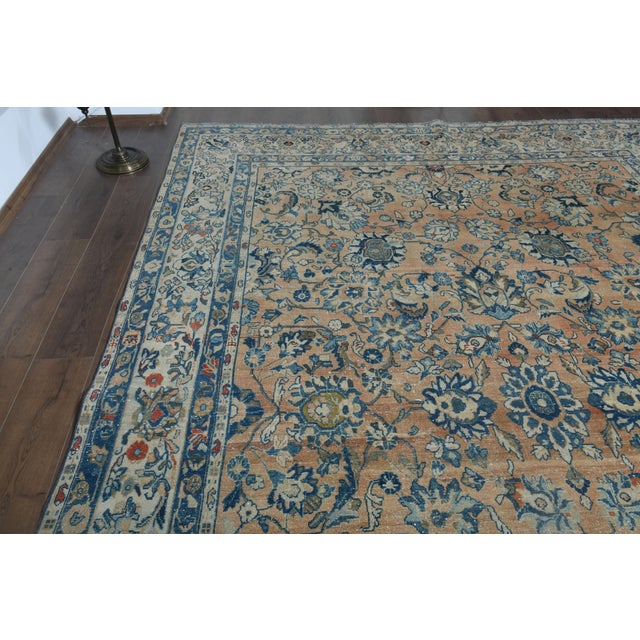 1970s 1970s Vintage Persian Handmade Wool Cotton Orange Area Rug For Sale - Image 5 of 10