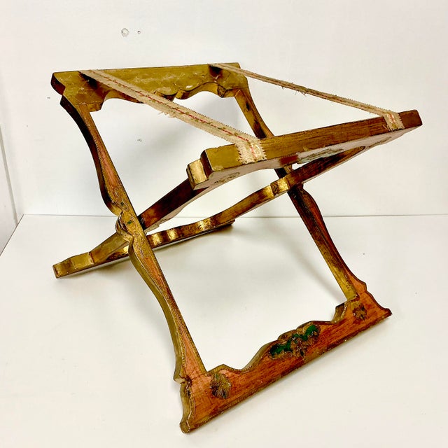 Rustic European Antique Italian Hand Painted Florentine Luggage Rack. For Sale - Image 3 of 15