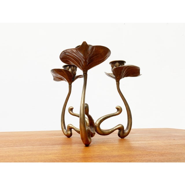 Vintage Brutalist Floral Metal Candleholder For Sale - Image 9 of 18