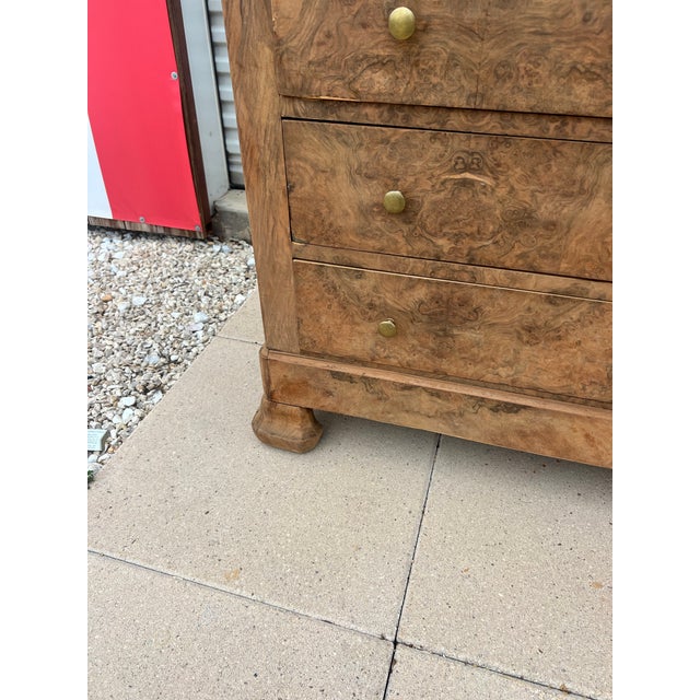French 19th Century Louis Philippe Bleached Burl Walnut Marble Top Commode For Sale - Image 10 of 12