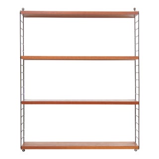 String Shelving System in Teak with 2 Ladders by Kajsa and Nisse Strinning, 1940s For Sale