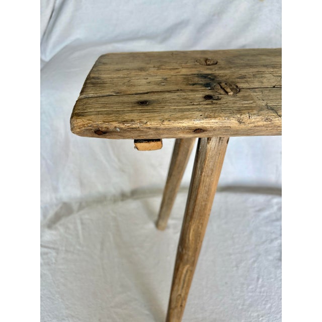 Brown 19th Century French Primitive Wood Bench For Sale - Image 8 of 12