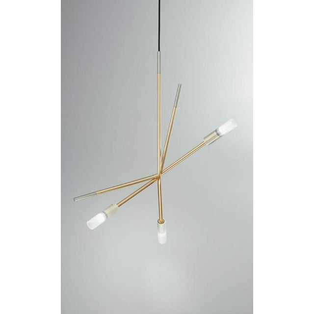 Luna cosmo chandelier in satin nickel & reeded borosilicate glass by aggiolight. Dimensions: d 72 x h 80 cm (max...