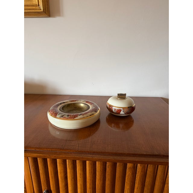 Tommaso Barbi, Table Top Smoking Set, Ceramic Ashtray and Table Lighter, B Ceramiche Italy 1970 For Sale - Image 11 of 11