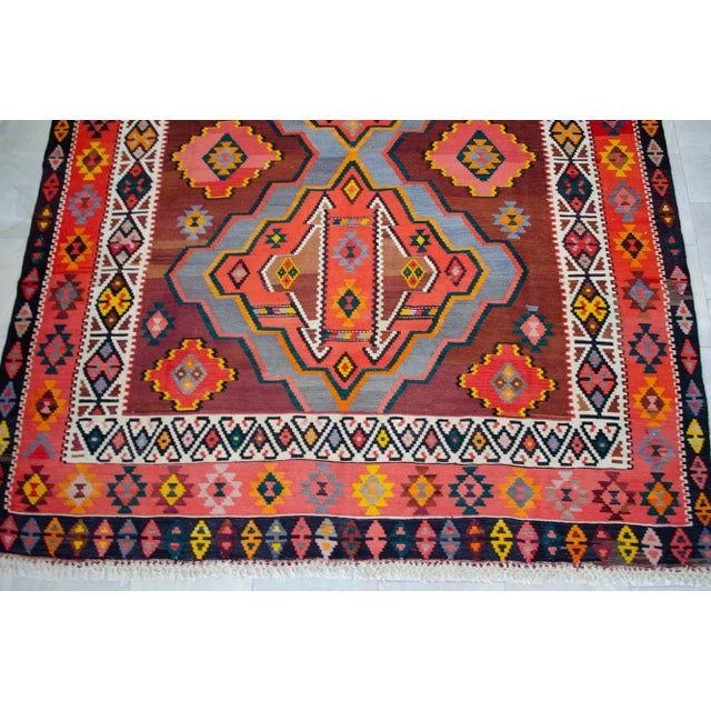 1970s Handwoven Turkish Kilim Rug - 8′2″ X 13′6″ For Sale - Image 9 of 11