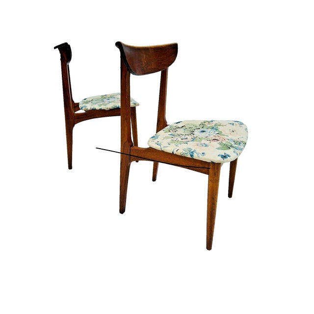 1960s Mid Century Lane Perception Solid Walnut Dining Chairs S/2 For Sale - Image 5 of 7