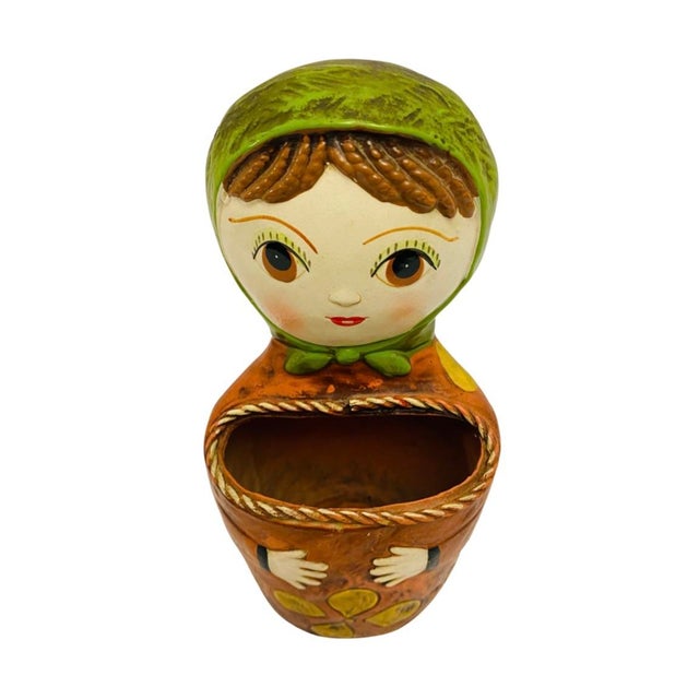 Pride Creations Papier (Paper) Mache Babushka Doll Wall Pocket Japan c1960. Condition is preowned. Wall pocket measures...