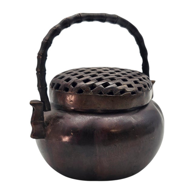Antique Chinese Bronze Hand Censer Incense Burner With Bamboo Handle (4") For Sale - Image 13 of 17