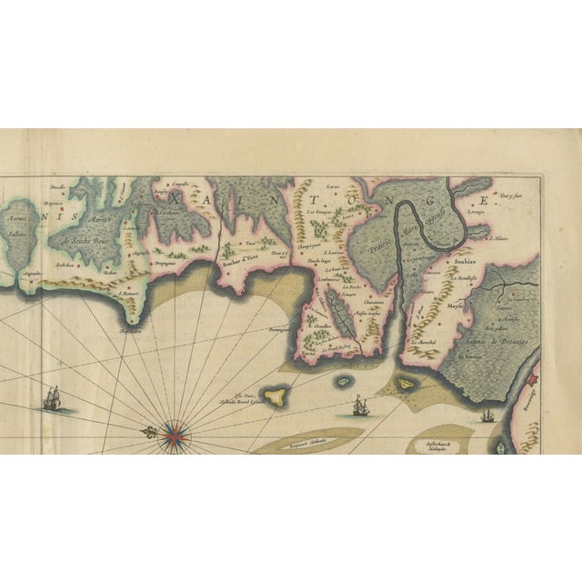 Blue Map of Île De Ré & Oléron, 1642 For Sale - Image 9 of 12