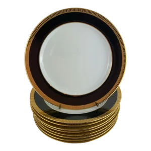 Madison Noir Plates by Bernardaud / Set of 9 Plates Made in Limoges, France