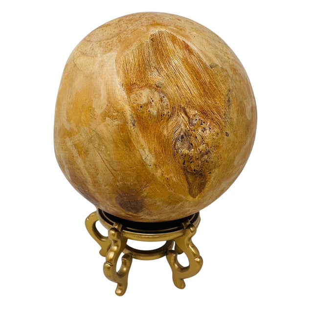 Vintage Early 2000s Solid Teak Root Hand-Carved Decorative Sphere Bring a beautiful, highly tactile organic element into...