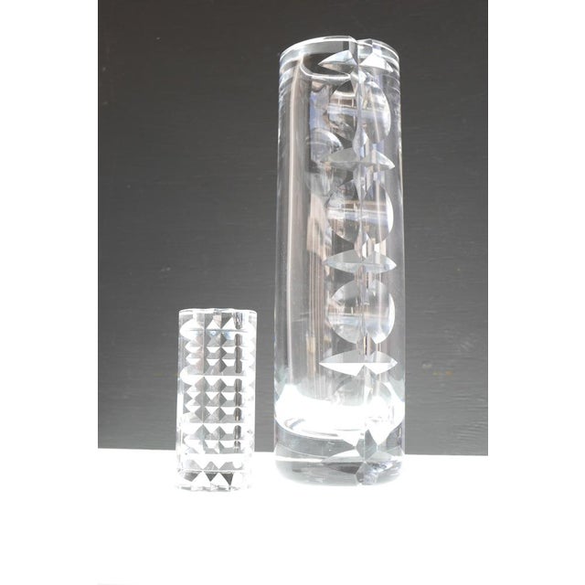 Mid-Century Modern Crystal Hand Cut Decorative Art Vase and Art Object by Mona Morales Schildt for Kosta, Sweden, 1960s, Set of 2 For Sale - Image 14 of 18