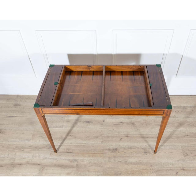 Brown Late 18th-Century Tric Trac Games Table in Varnished Marquetry For Sale - Image 8 of 13