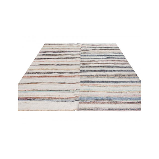 Vintage decorative handwoven rag kilim rug from Adana region of Turkey. Approximatelly 35-45 years old. In very good...