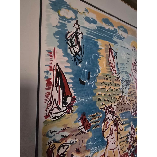 Mid-Century Modern Mid Century Modern Raoul Dufy Style Lithograph For Sale - Image 3 of 6