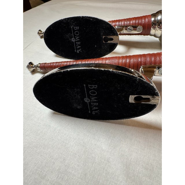 Vintage Rustic Southwestern Polished Chrome and Leather Wrapped Wall Candle Sconces- Set of 2 For Sale - Image 11 of 11