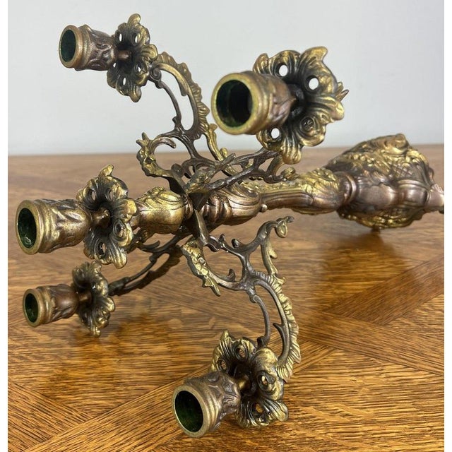 Goldenrod Vintage French Style Ornate Decorative Candleholder For Sale - Image 8 of 10