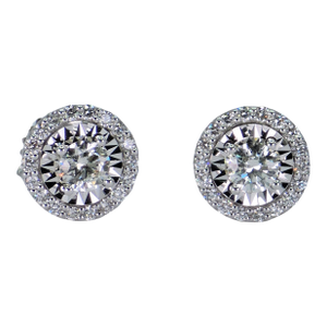 18k (750) White Gold - VVS Natural Diamond Stud Earring - Set of 2