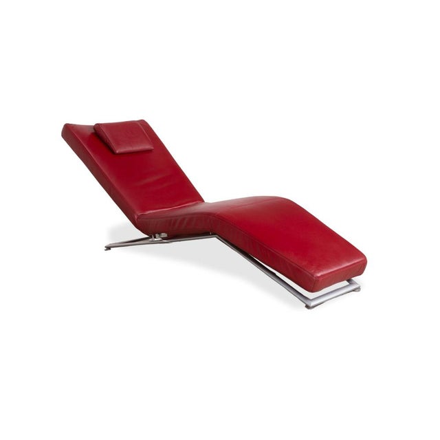 Modern Jeremiah Lounger in Red Leather from Koinor For Sale - Image 3 of 18