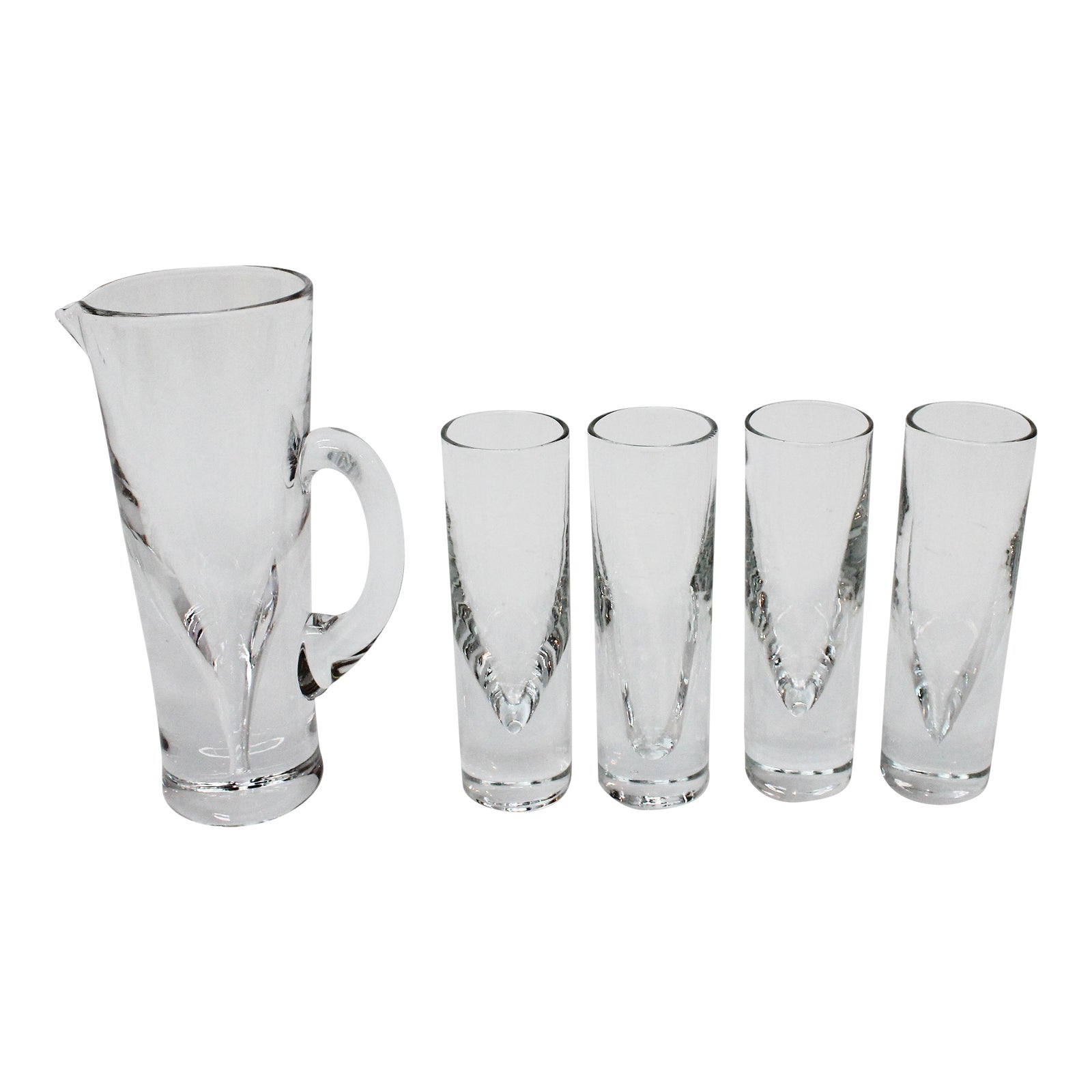 Art Deco Crystal Pitcher & Glasses Set of 5 Chairish