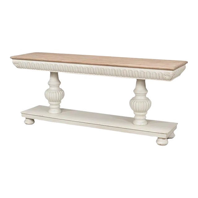Carved Antique White Console Table For Sale