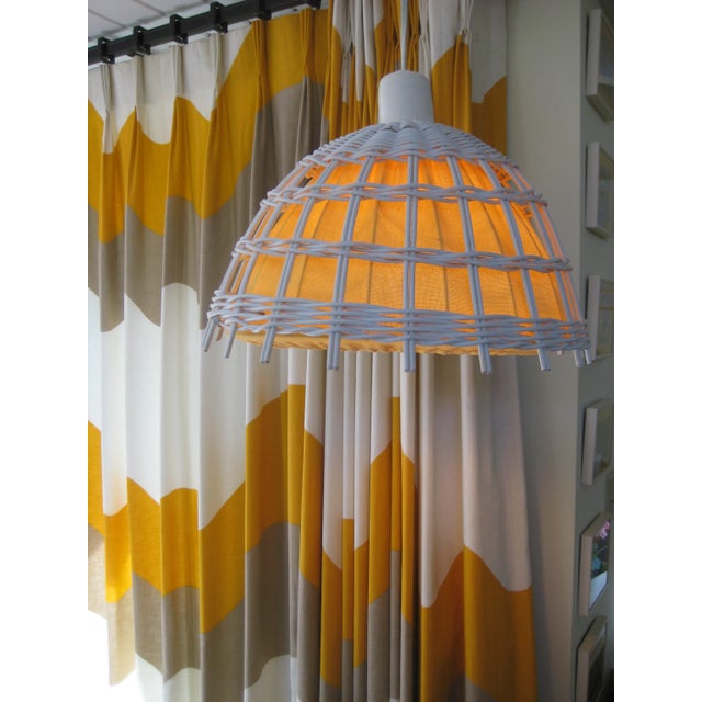 Mid-Century Modern White Wicker Chandelier For Sale - Image 10 of 13