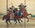 1950s "Samurai", C. 1950s Showa Era Japanese Silk Byobu Screen For Sale - Image 5 of 18