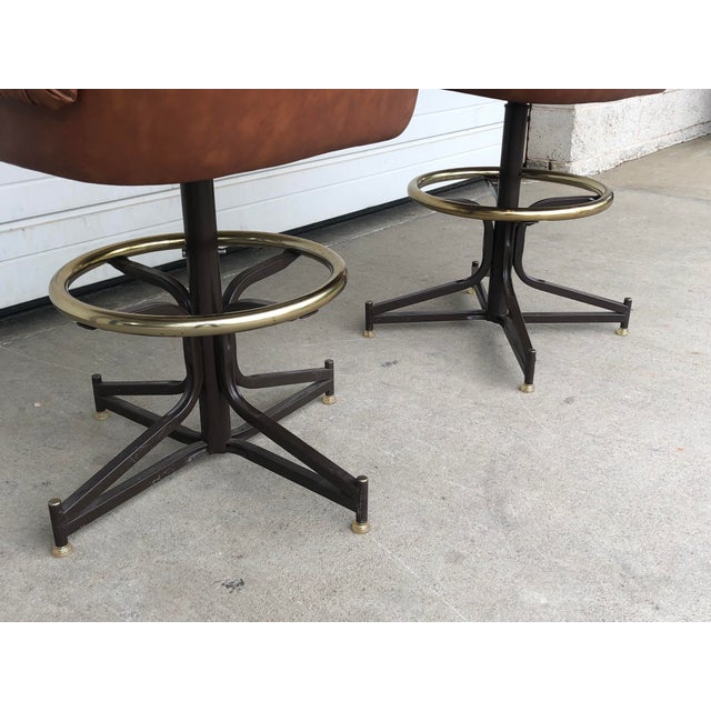 Vintage Mid Century Douglas Furniture Vinyl Swivel Counter Stools a