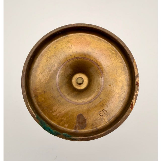 Vintage Patinated Brass Dolphin Candlestick Holders – Pair – Hollywood Regency / Neoclassic For Sale - Image 4 of 4